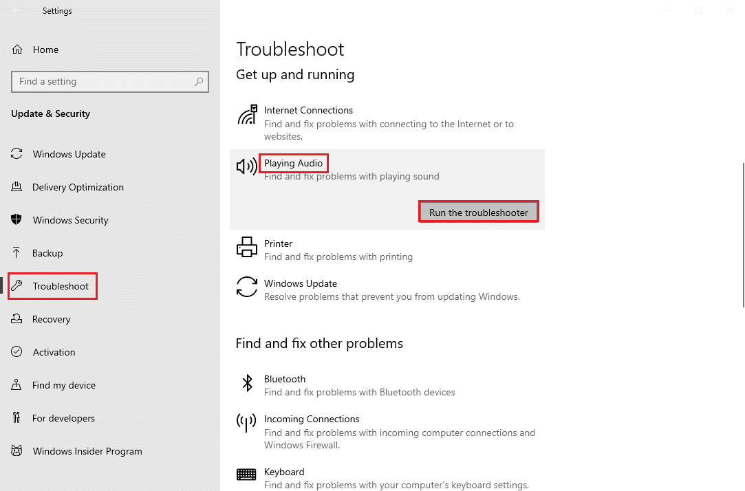 ejecute el solucionador de problemas de audio. Arreglar mi conector de auriculares no funciona en Windows 10