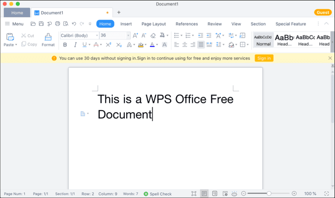 Documento gratuito de WPS Office
