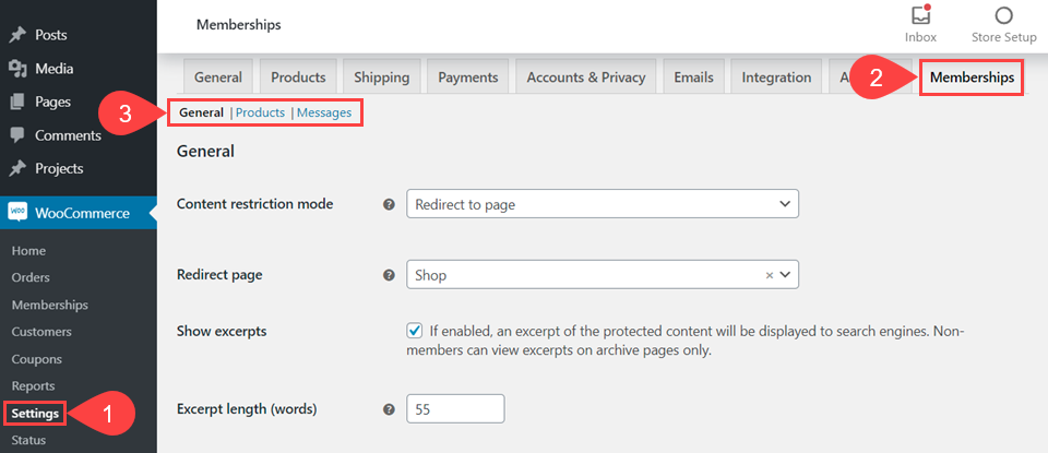 configuración de membresía