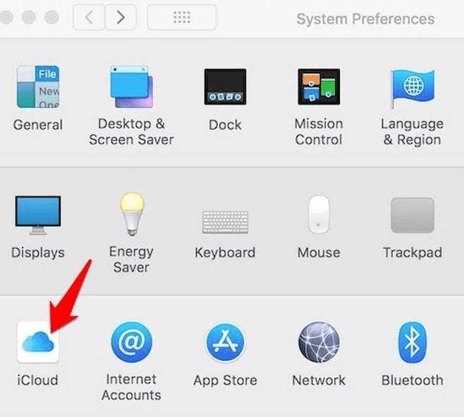 iCloud en la ventana de Preferencias del Sistema