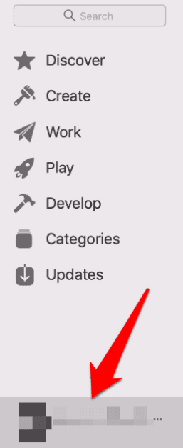 Nombre de usuario en la parte inferior de la App Store