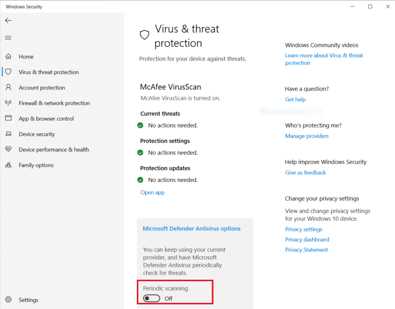 desactivar el escaneo periódico