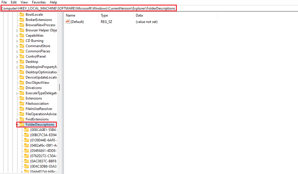 navegar a las descripciones de las carpetas carpeta clave