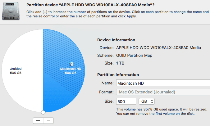 Particionamiento de la unidad interna a 500 GB