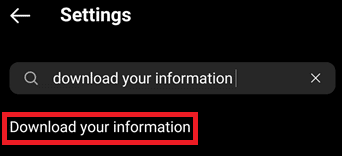 Busque Descargar su información y toque la opción apropiada
