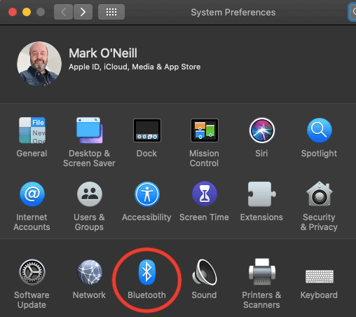 Bluetooth en Preferencias del Sistema