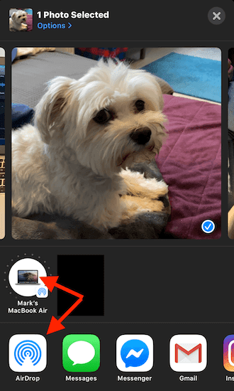El dispositivo que aparece en AirDrop