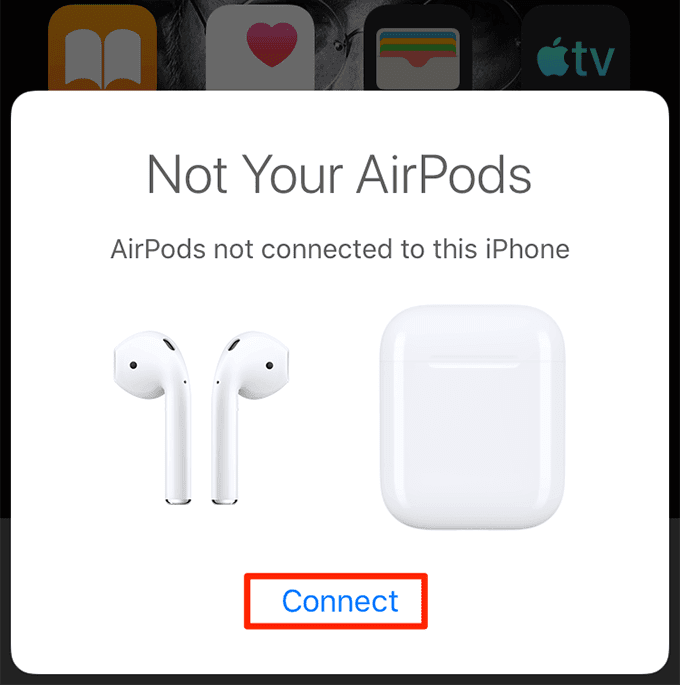 Botón de conexión en la pantalla de AirPod