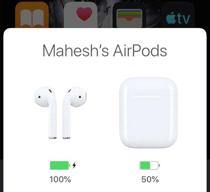 Niveles de batería actuales en la pantalla del iPhone