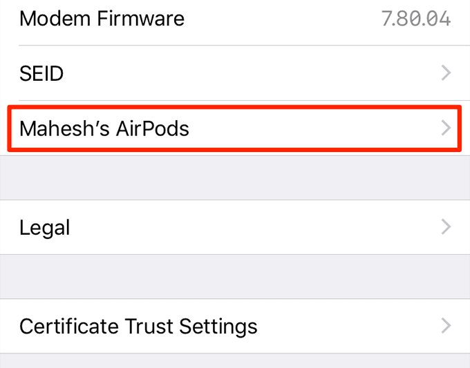 AirPods en la ventana Acerca de