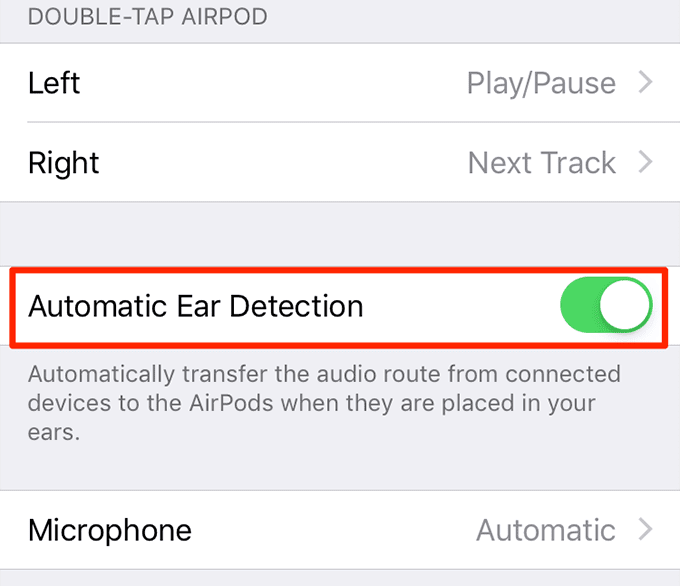 Detección automática de oídos activada