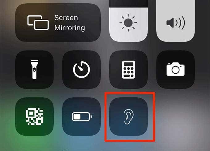 Icono de audición en el Centro de control
