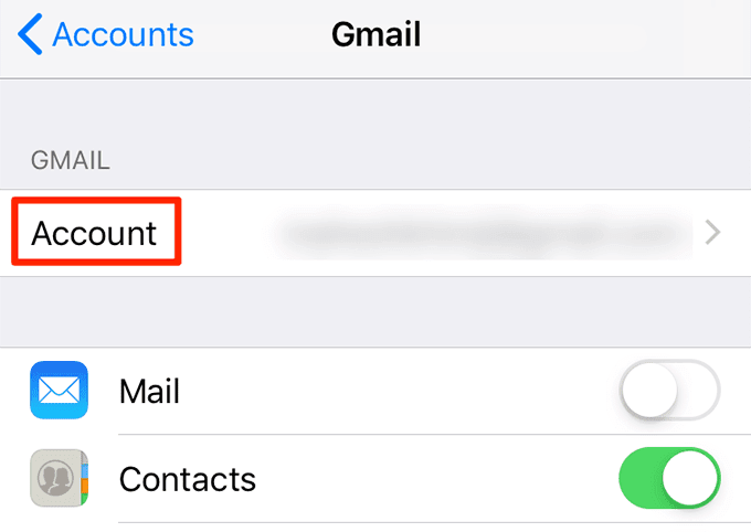 Menú de cuenta en Gmail