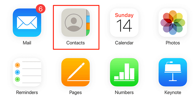 Opción de contactos en la interfaz principal
