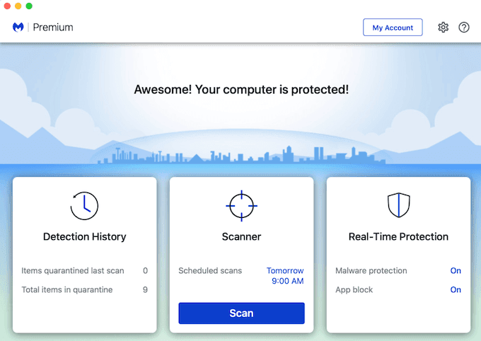 ventana de Malwarebytes
