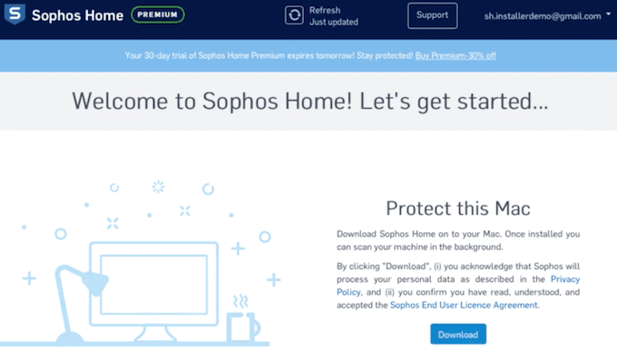 Sitio web de Sophos Home