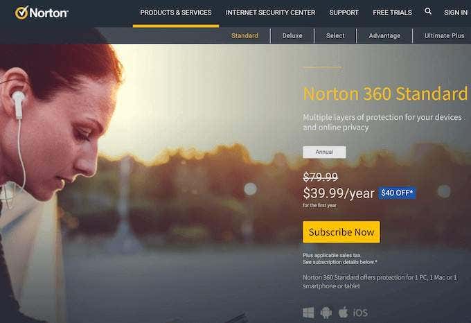 Sitio web de Norton 360