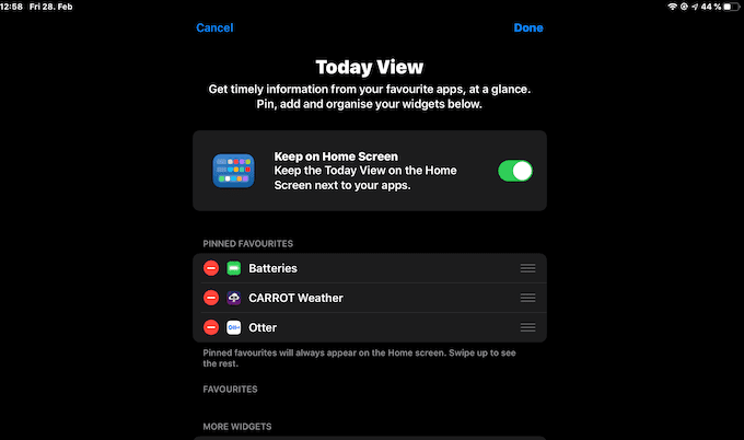 Widget de batería de iPad