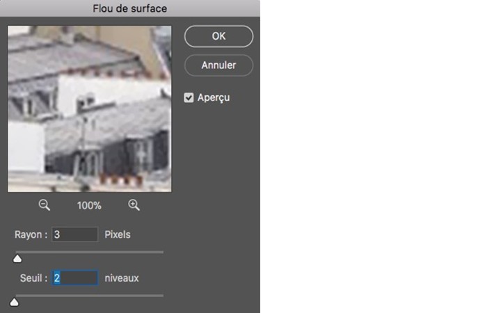 Filtro > Desenfocar > Desenfoque de superficie