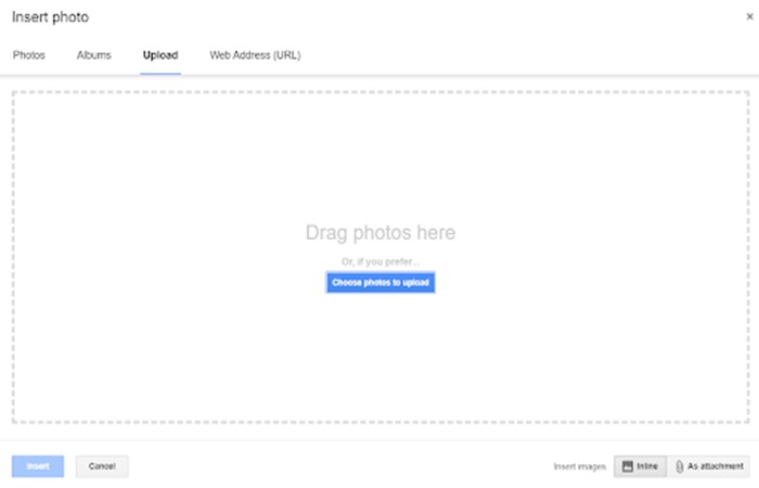 haga clic en Seleccionar fotos para cargar