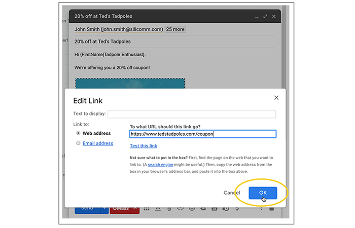Introducción de una dirección web.