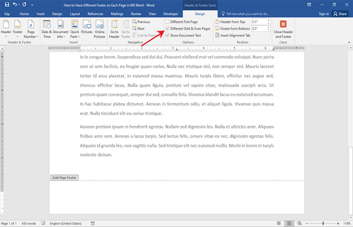 verificación junto a Páginas pares e impares