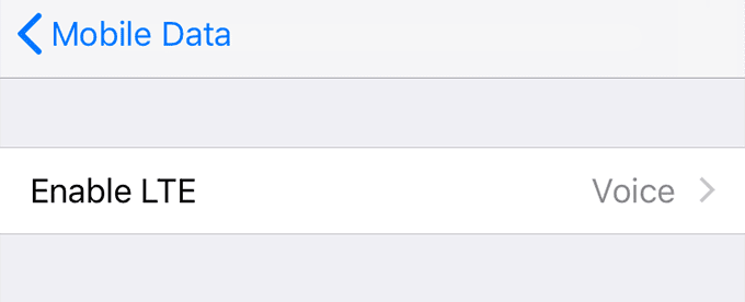 Habilitar la opción LTE