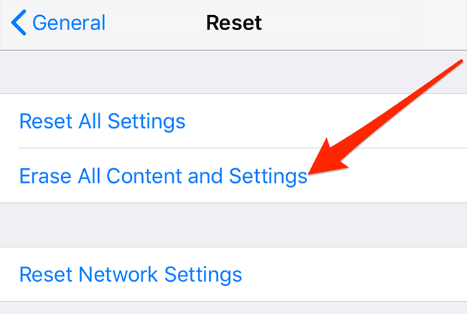 Botón Borrar todo el contenido y la configuración