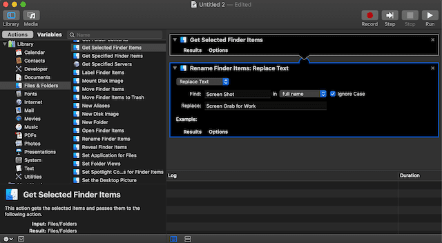 Cambiar el nombre de varios archivos a la vez Ventana de acción