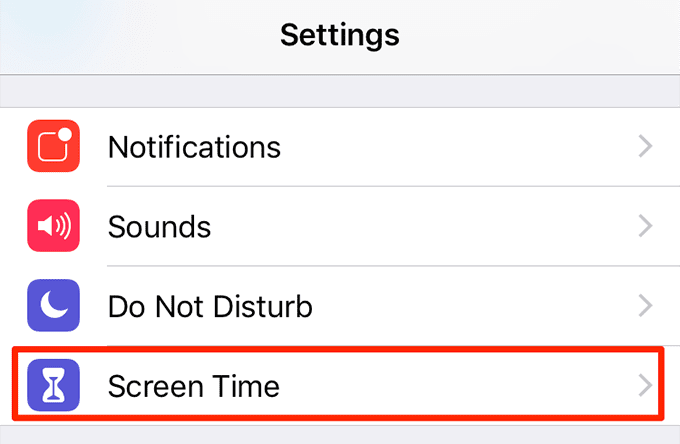 Opción Tiempo de pantalla en Configuración