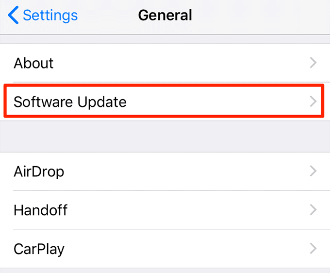 Actualización de software en la ventana General