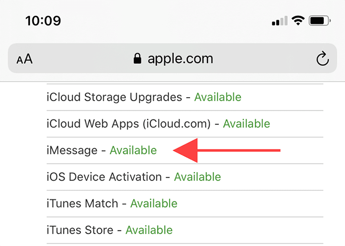 iMessage: estado disponible
