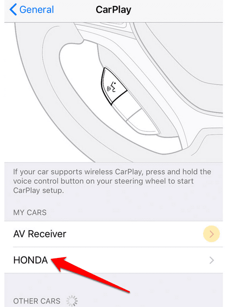 Honda en la configuración de CarPlay