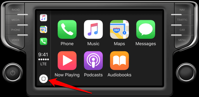 Botón de inicio virtual en CarPlay