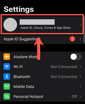 Pantalla de configuración en iPhone