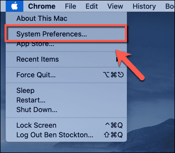 Preferencias del sistema en el menú de Apple