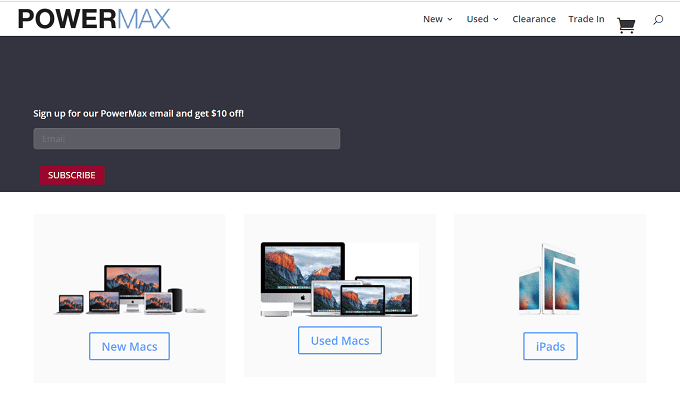 Sitio web de PowerMax con Mac usadas