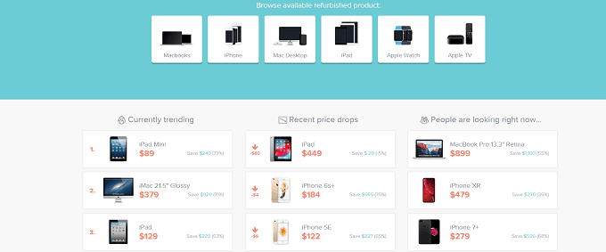 Sitio web de RefurbMe que vende Mac reacondicionados