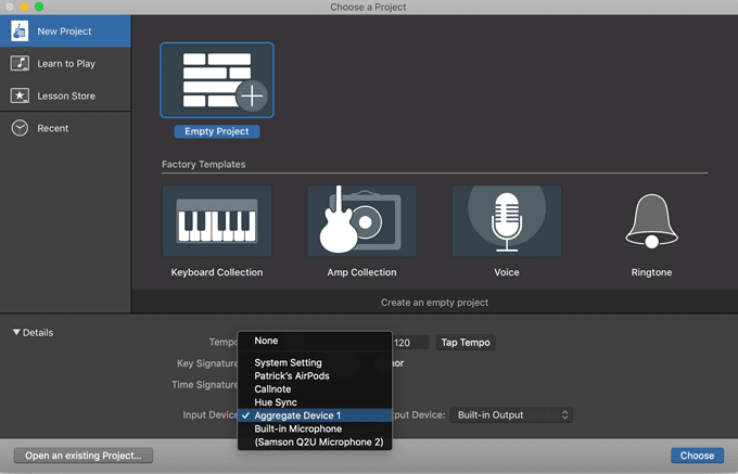 Se ha agregado el dispositivo 1 seleccionado en el menú Dispositivos de entrada
