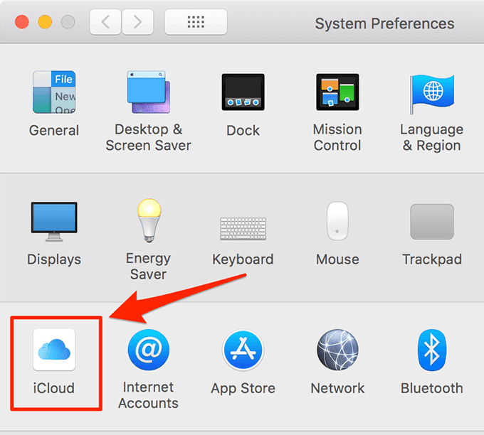 iCloud en Preferencias del Sistema