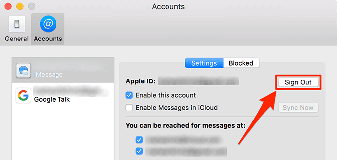 Botón Cerrar sesión en Cuentas