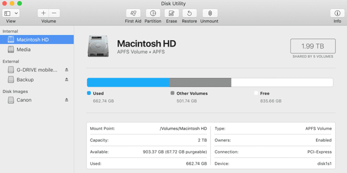 Ventana de Utilidad de disco