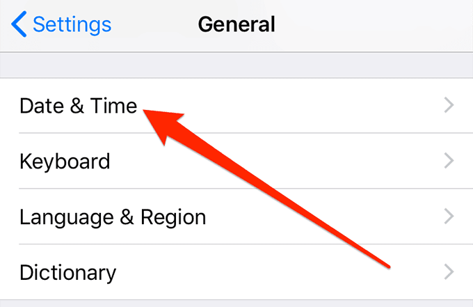 Fecha y hora en el menú General