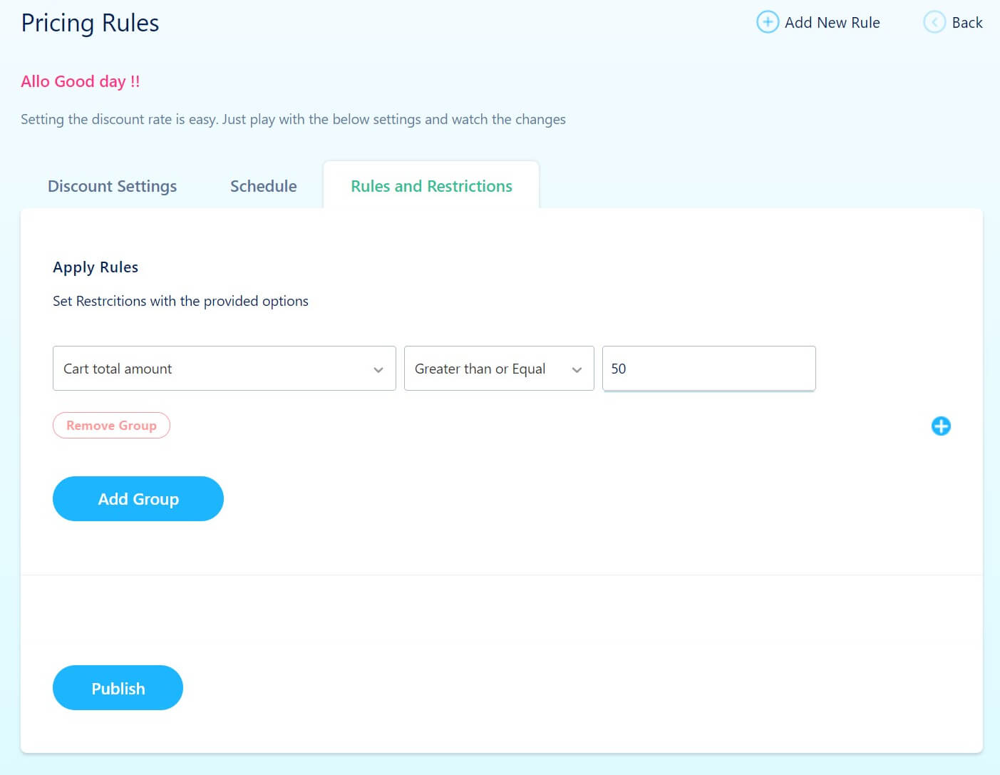 Ejemplos de limitaciones de precios dinámicos de WooCommerce.