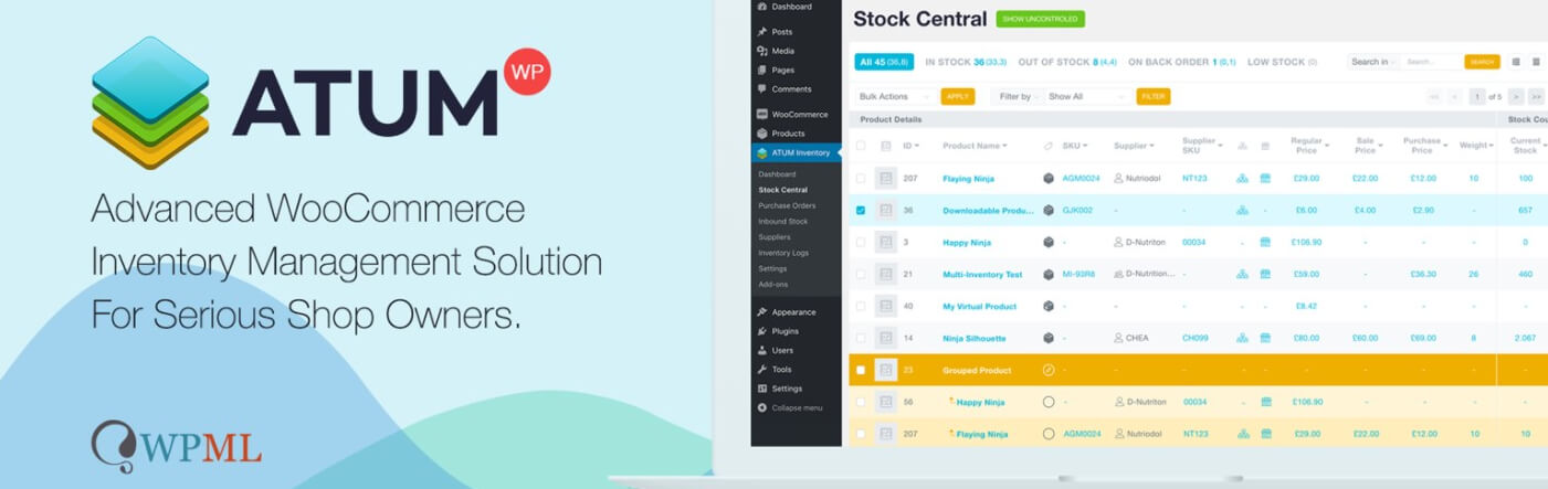 Complemento de gestión de inventario ATUM para WooCommerce.