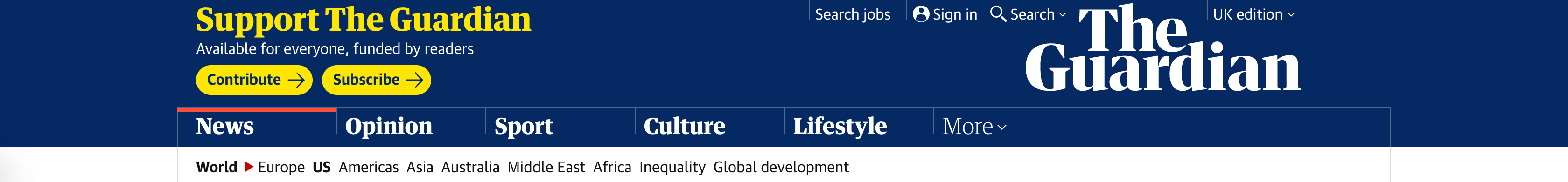 Notificaciones de donaciones en el sitio web de The Guardian.