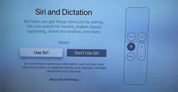 Siri y la pantalla de dictado en Apple TV 4K