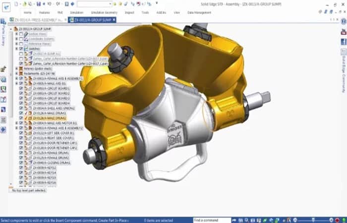 Una captura de pantalla de Solid Edge ST9. (Imagen cortesía de Siemens).