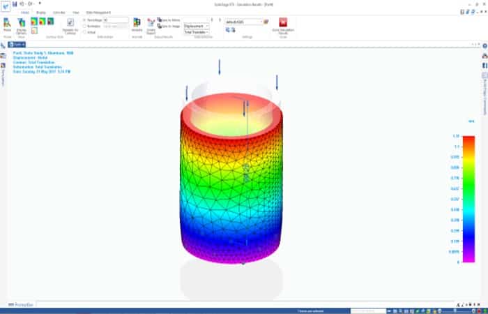 Figura 6. Gráfico de desplazamiento en Solid Edge.