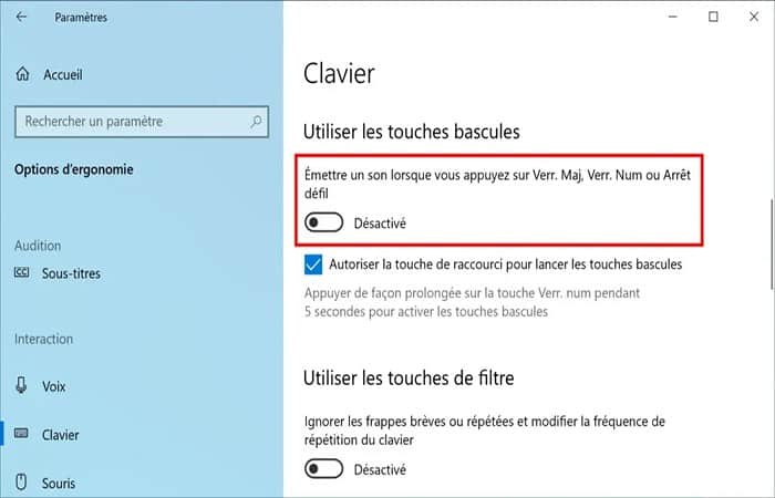Facilidad de acceso > Teclado